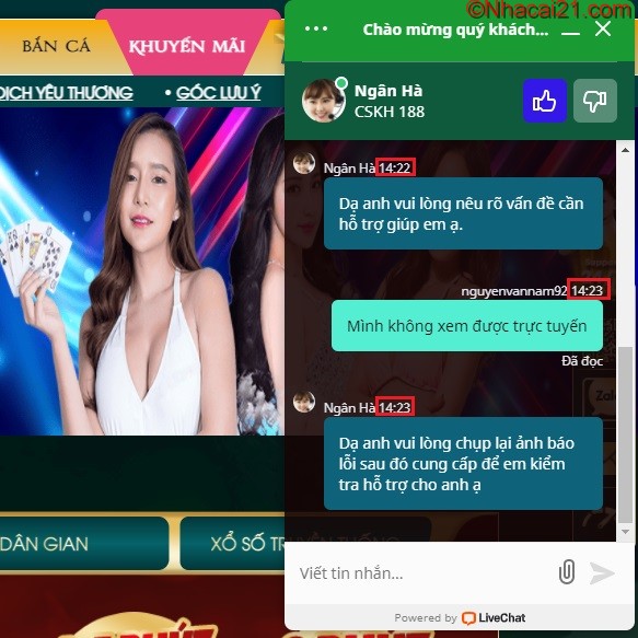 Chat với supporter